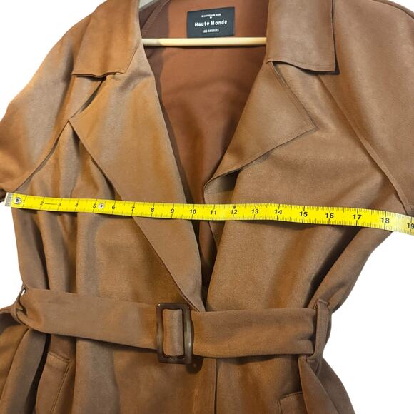 66. Haute Monde Brown Trench-Style Coat Medium - Picture 7 of 8